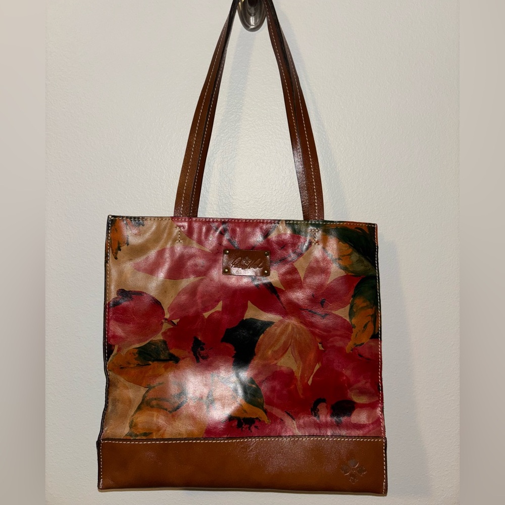 Patricia Nash Red and Brown Floral Tote
